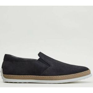 Tods Black Suede Rope Edge Mens Elasticated Side Panel Flat Rubber Loafer Sz 6